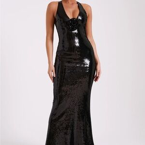 Meshki Rose Sequin Maxi Dress - Black
